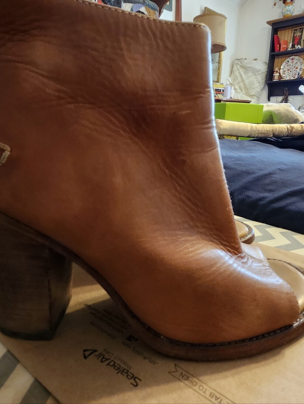 Bed Stu Camel 100% Leather Open Toed Ankle Boots - Picture 3 of 9